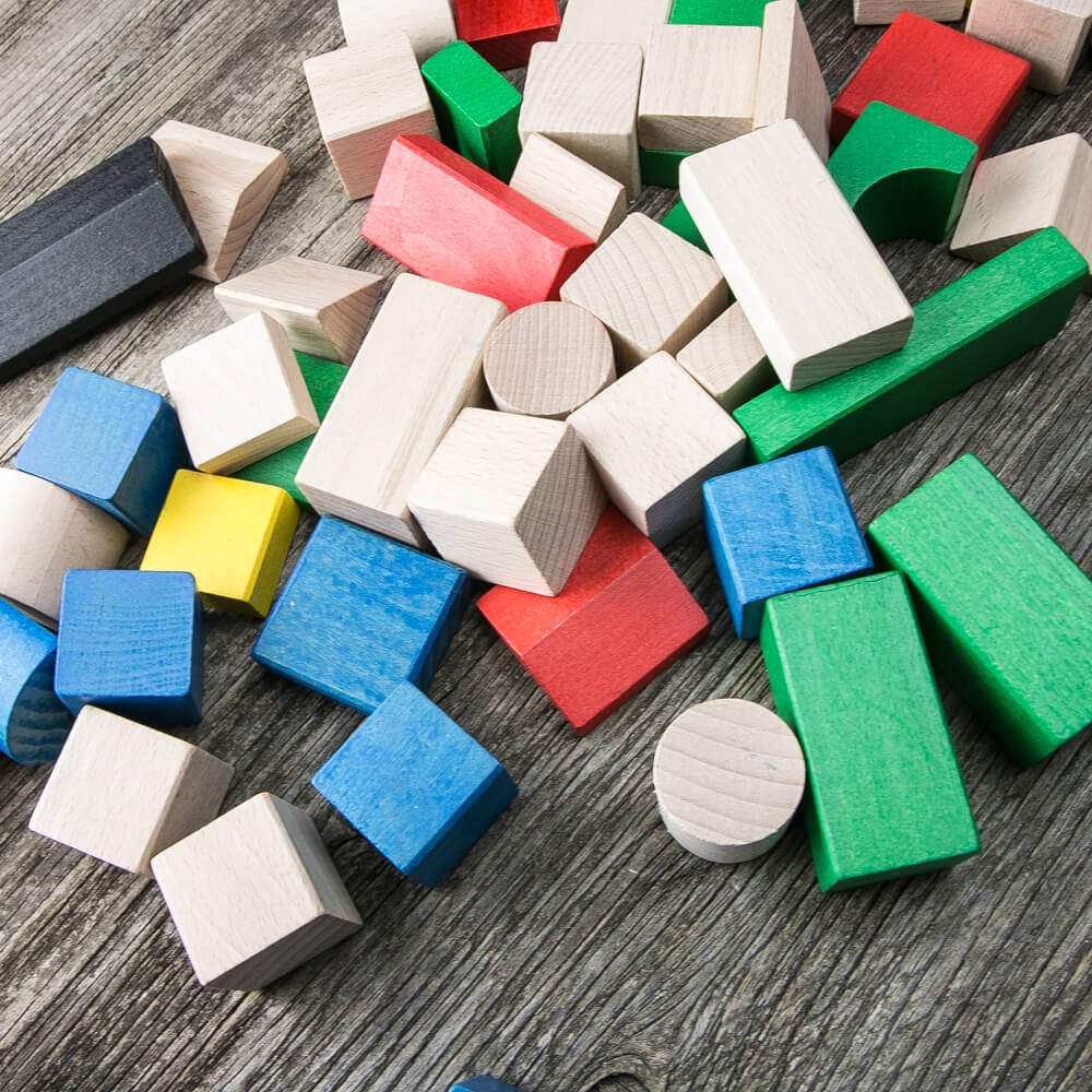 Bewood Wooden Blocks - Colored 50 pcs.