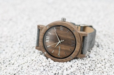 Wooden Watch Bewood Quebec Walnut Grey
