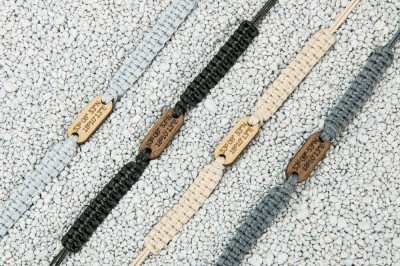 Wooden Bracelet Coordinates Merbau Cotton (Custom)