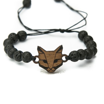 Wooden Bracelet Cat Merbau Stone