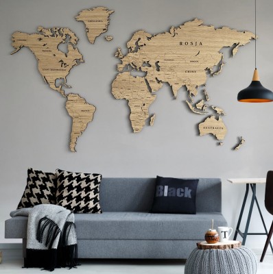 Wooden map  Magnetic UNTREATED  Oak