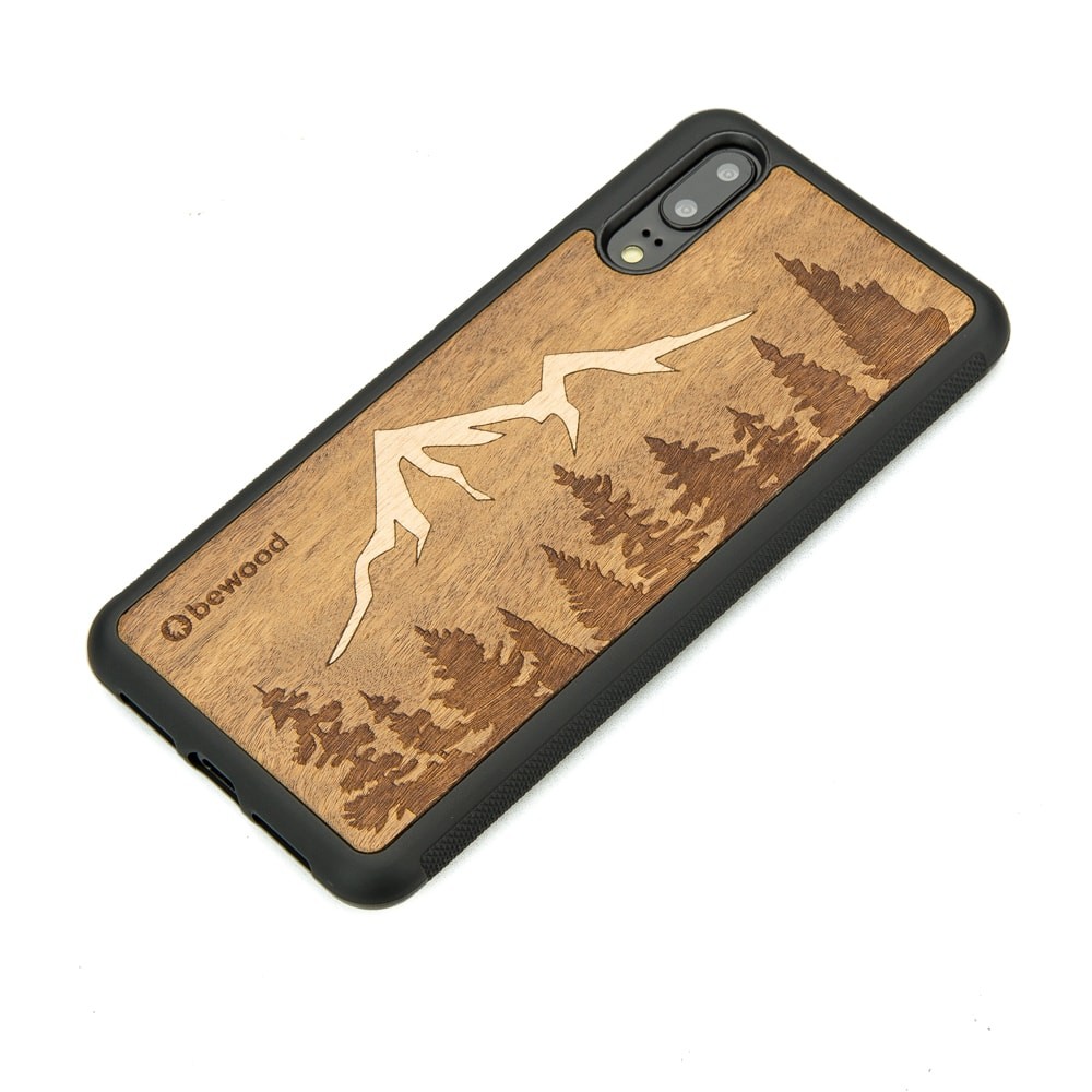 Huawei P20 Mountains Imbuia Wood Case