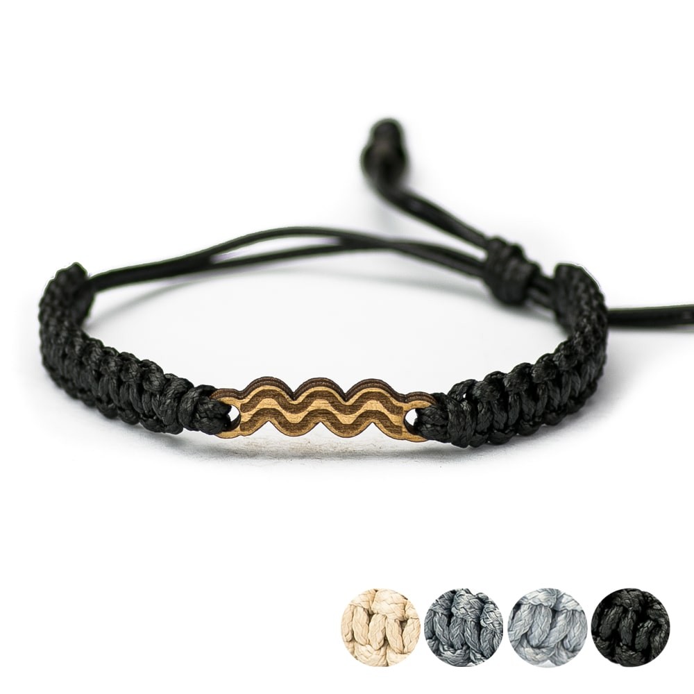 Wooden Bracelet Zodiac Sign - Aquarius - Anigre Cotton