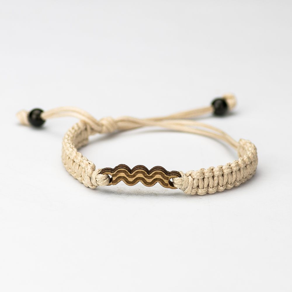 Wooden Bracelet Zodiac Sign - Aquarius - Anigre Cotton