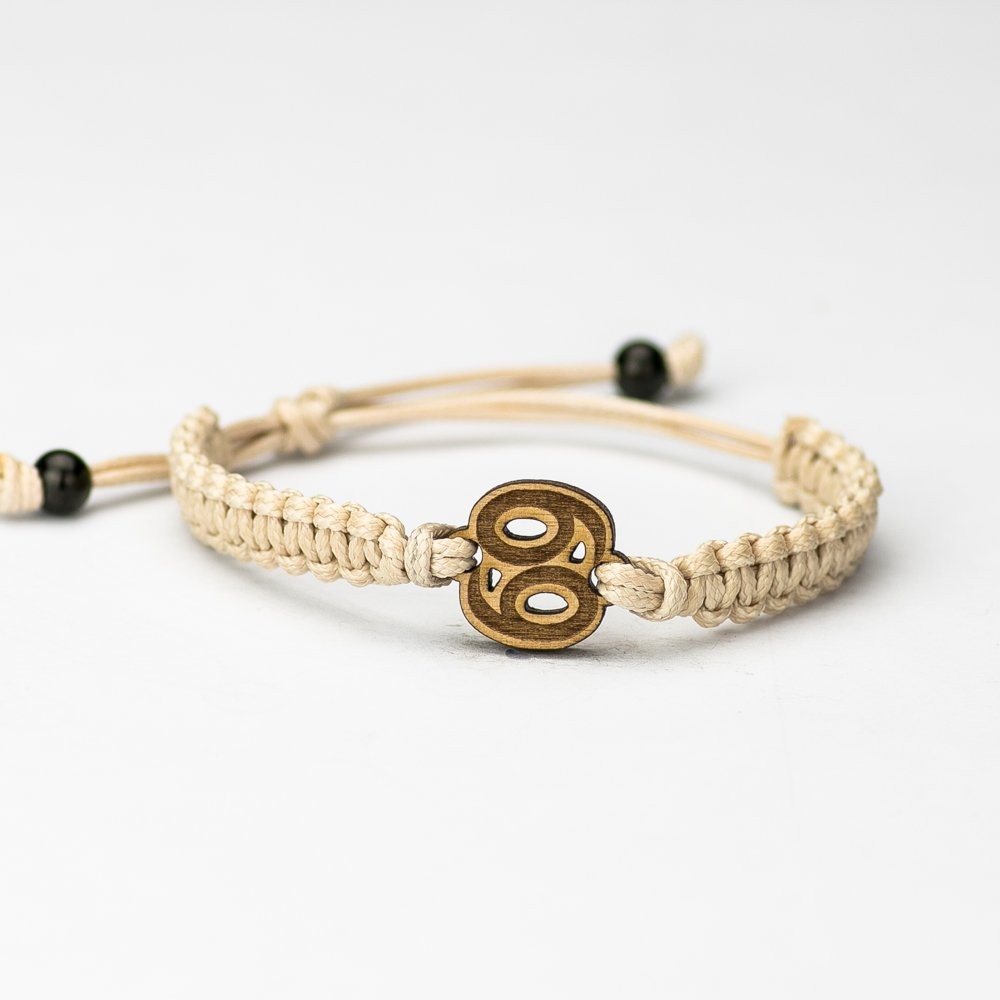 Wooden Bracelet Zodiac Sign - Cancer - Anigre Cotton