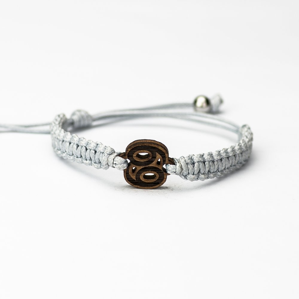 Wooden Bracelet Zodiac Sign - Cancer - Merbau Cotton