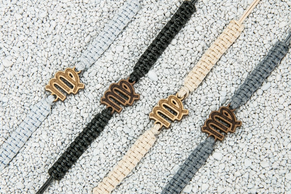Wooden Bracelet Zodiac Sign - Virgo - Merbau Cotton