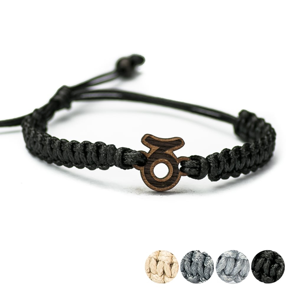 Wooden Bracelet Zodiac Sign - Capricorn - Merbau Cotton