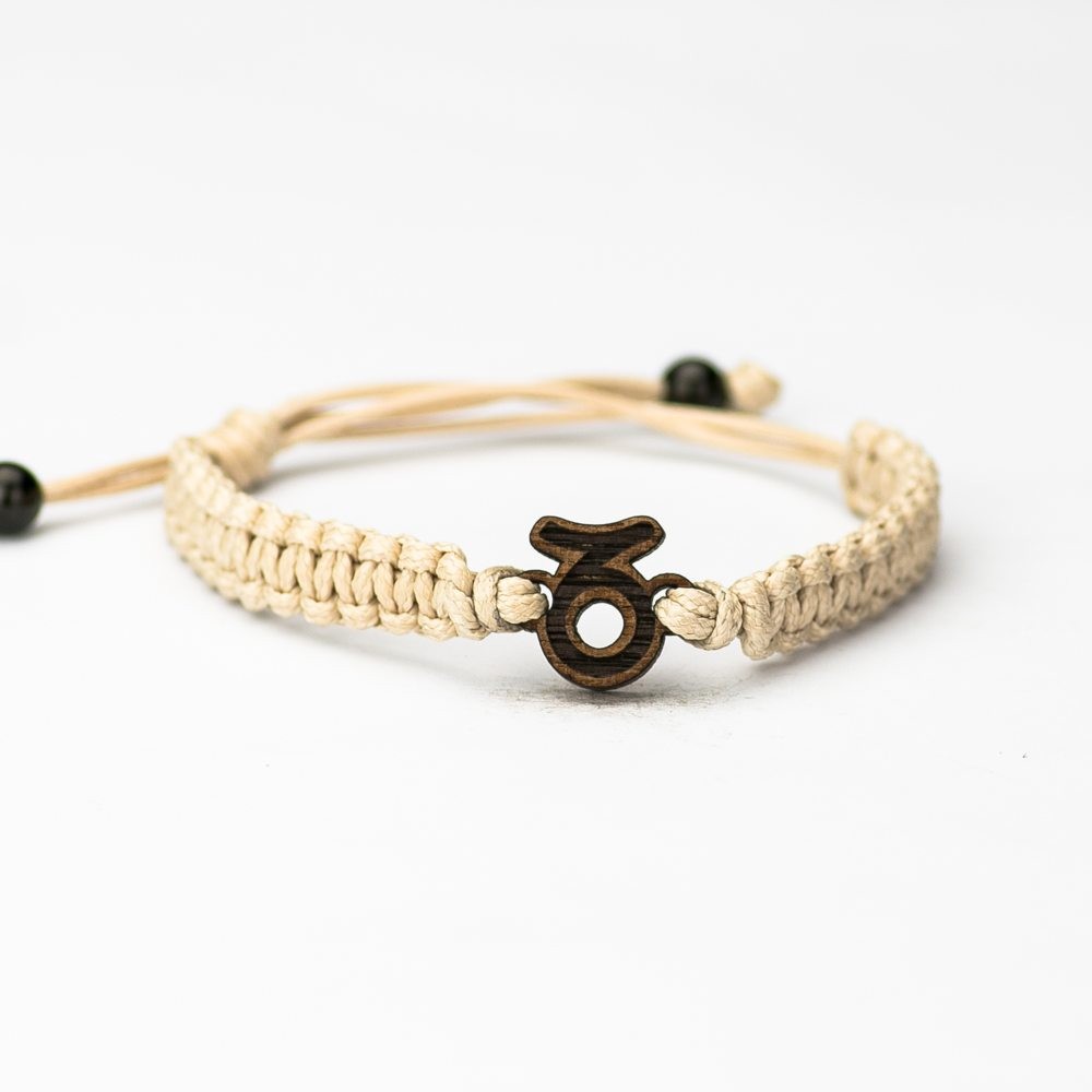 Wooden Bracelet Zodiac Sign - Capricorn - Merbau Cotton