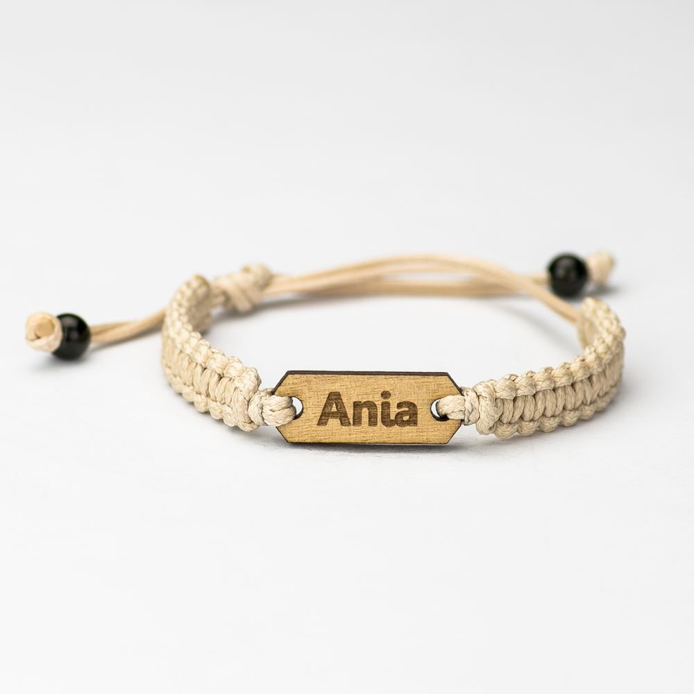 Wooden Bracelet Your Name Anigre Cotton (Custom)