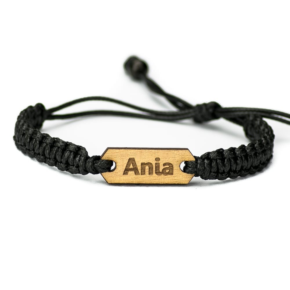 Wooden Bracelet Your Name Anigre Cotton (Custom)