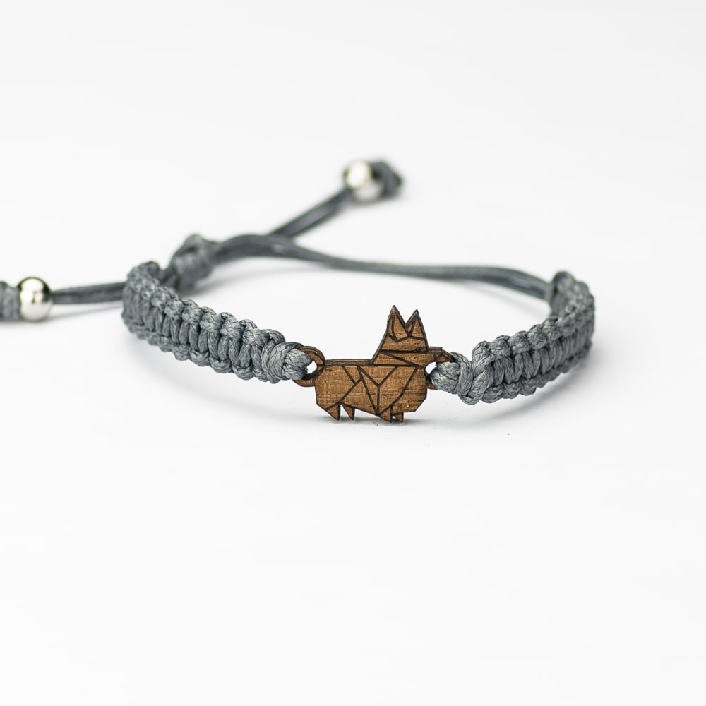 Wooden Bracelet Dog 03 Merbau Cotton