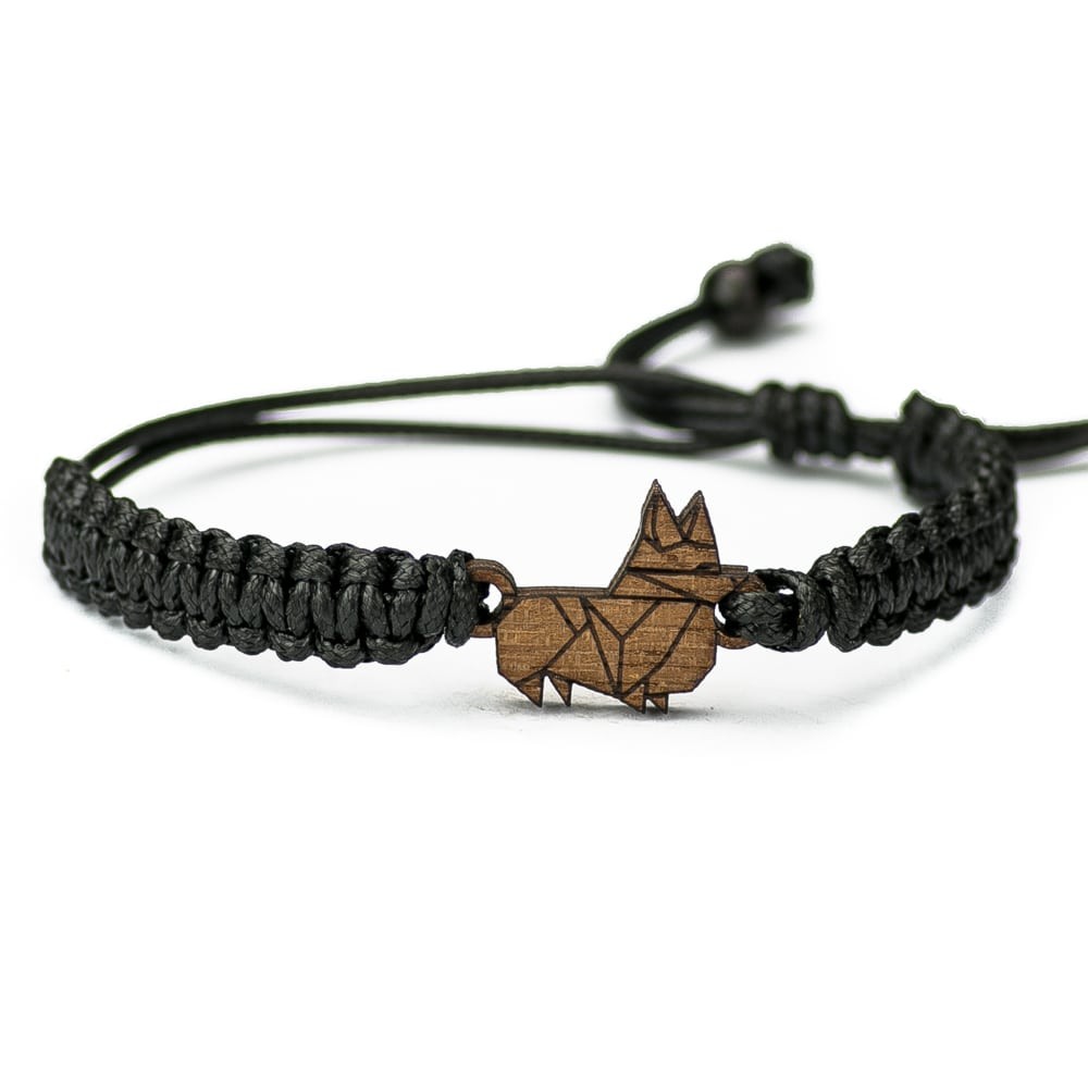 Wooden Bracelet Dog 03 Merbau Cotton