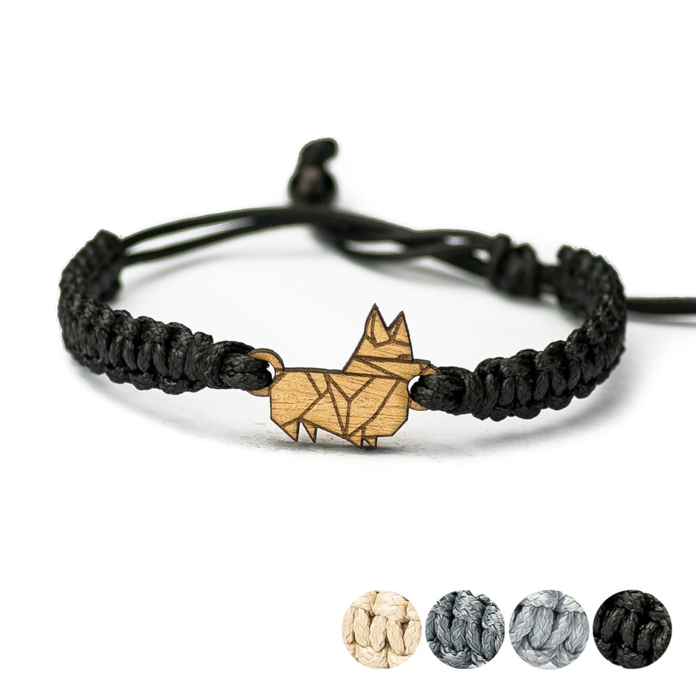 Wooden Bracelet Dog 03 Anigre Cotton