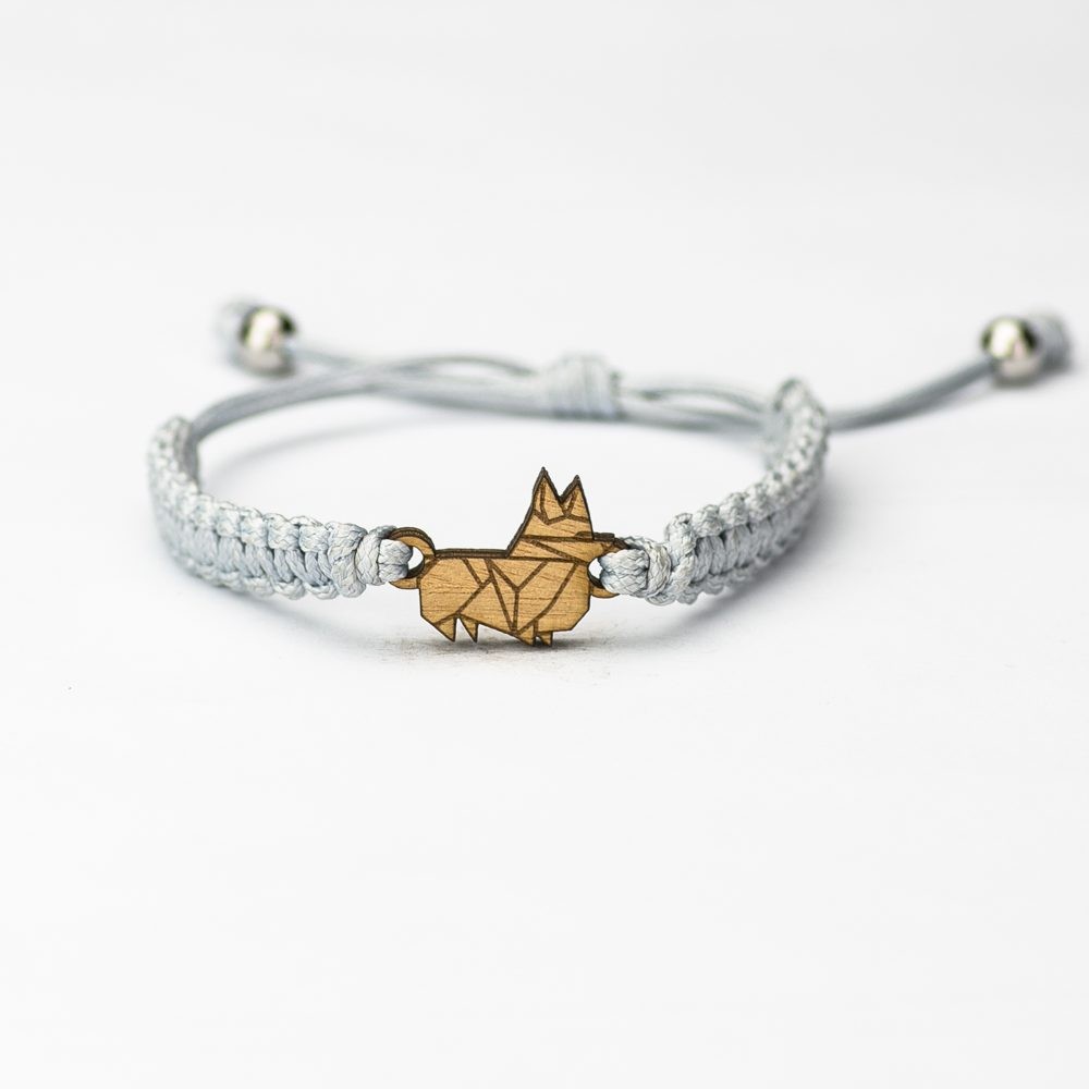 Wooden Bracelet Dog 03 Anigre Cotton