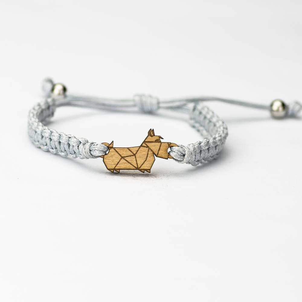 Wooden Bracelet Dog 02 Anigre Cotton