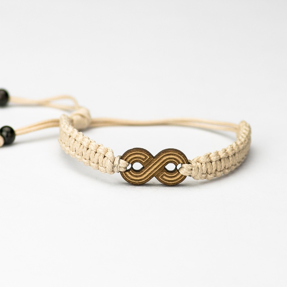 Wooden Bracelet Infinity Anigre Cotton