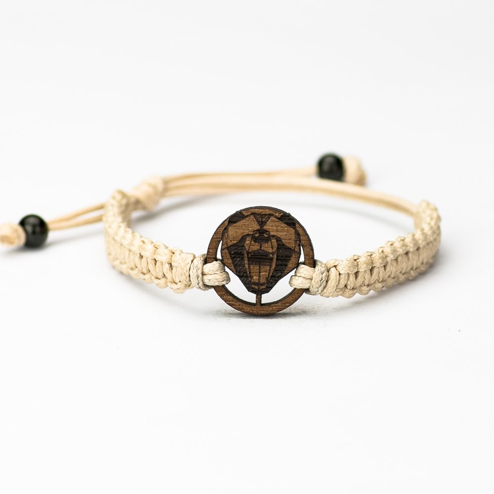 Wooden Bracelet Bear Geometric Merbau Cotton