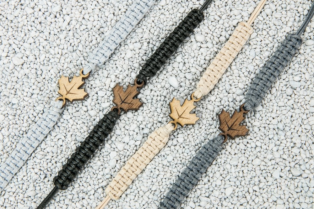 Wooden Bracelet Maple Leaf Anigre Cotton