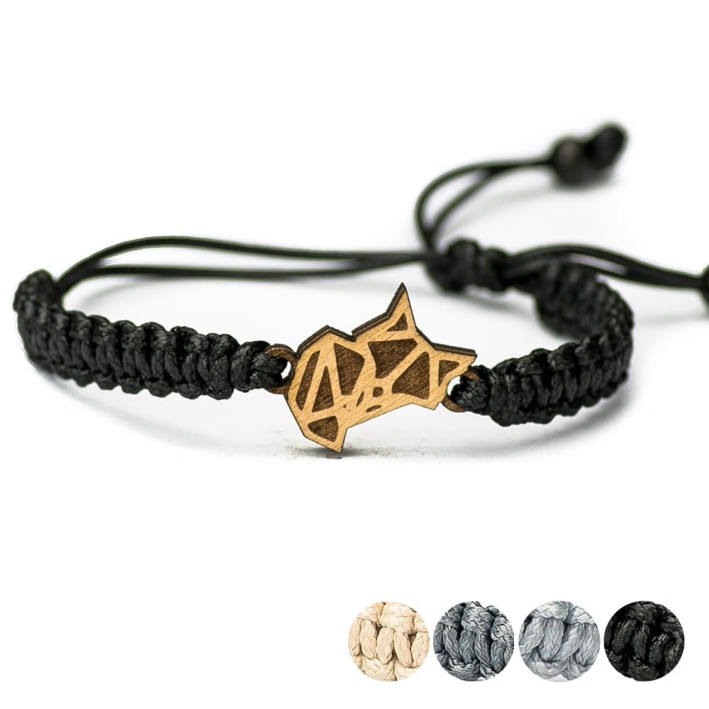 Wooden Bracelet Fox Anigre Cotton