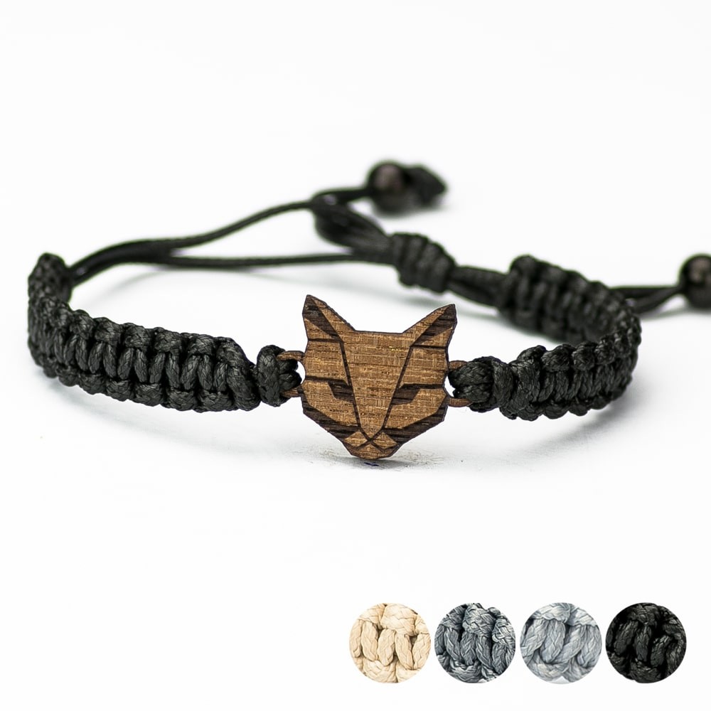 Wooden Bracelet Cat Merbau Cotton