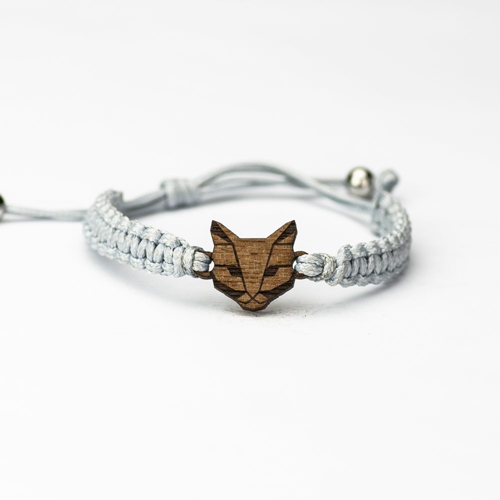 Wooden Bracelet Cat Merbau Cotton