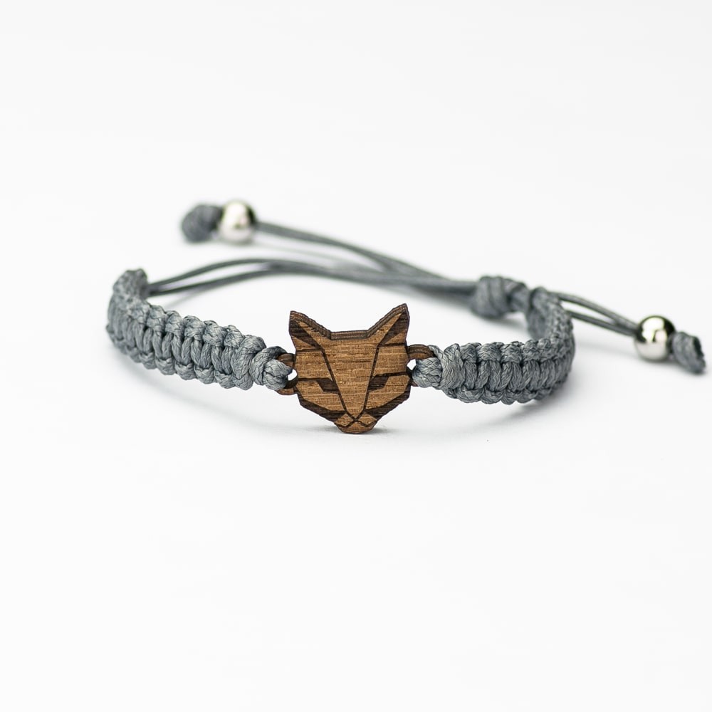 Wooden Bracelet Cat Merbau Cotton