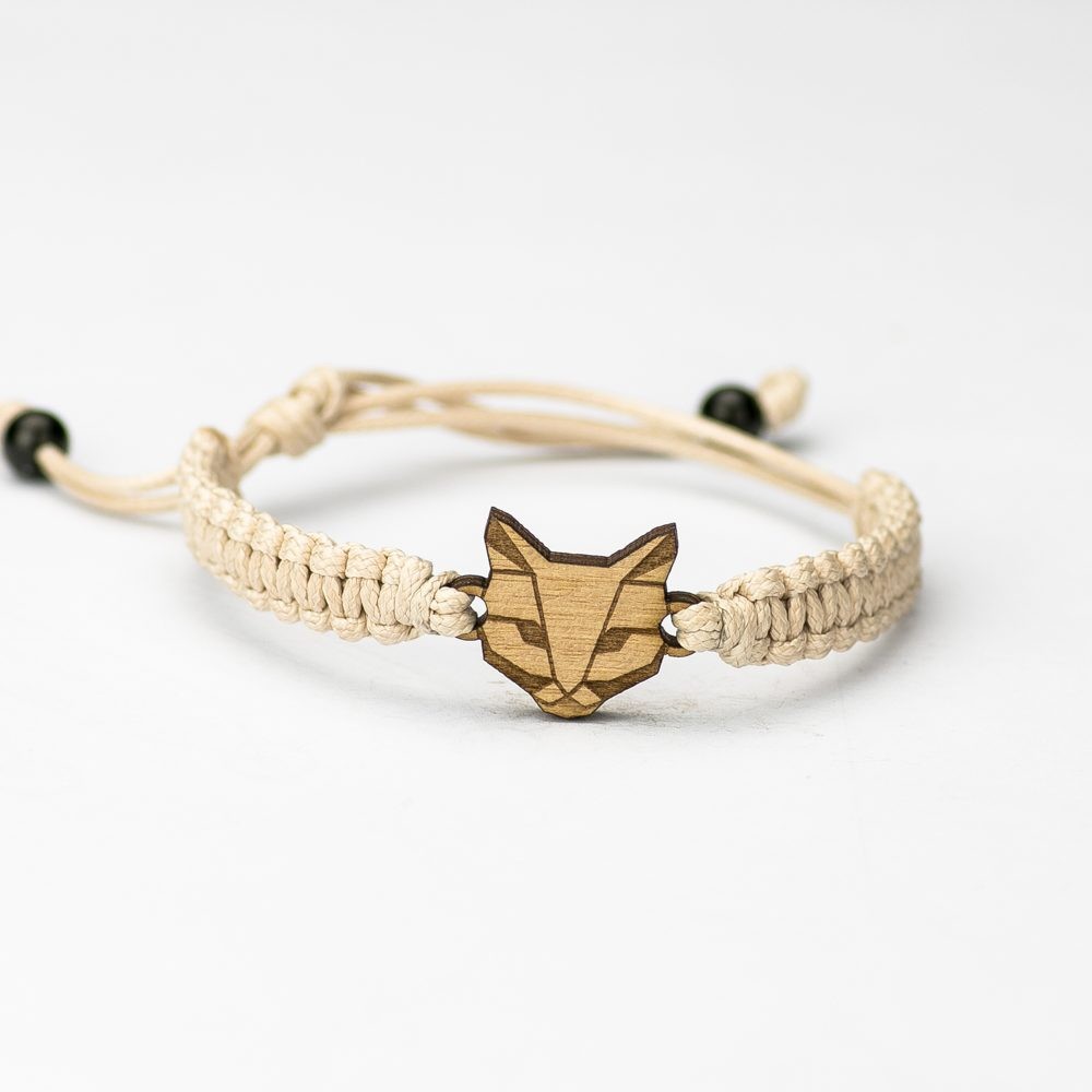 Wooden Bracelet Cat Anigre Cotton