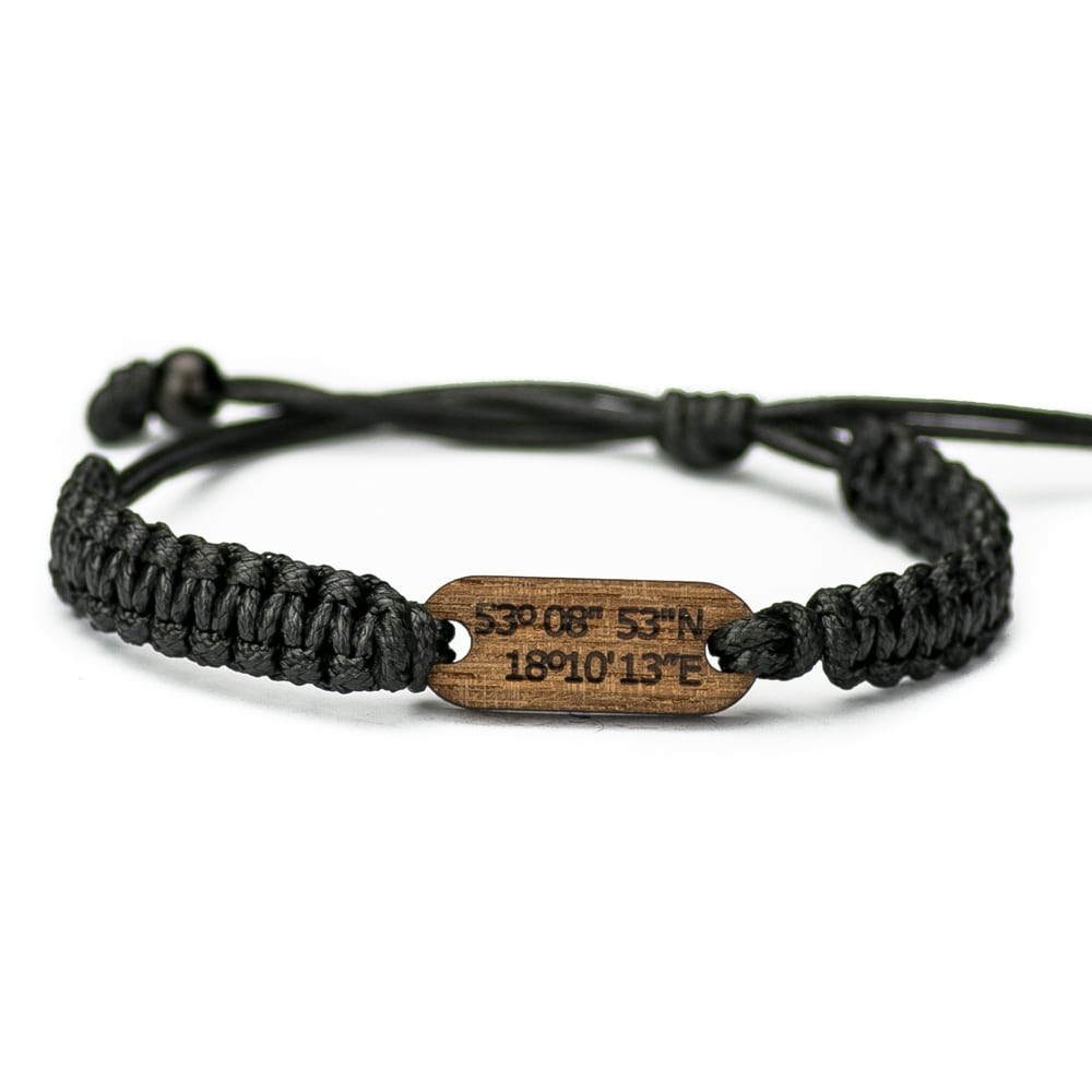 Wooden Bracelet Coordinates Merbau Cotton (Custom)