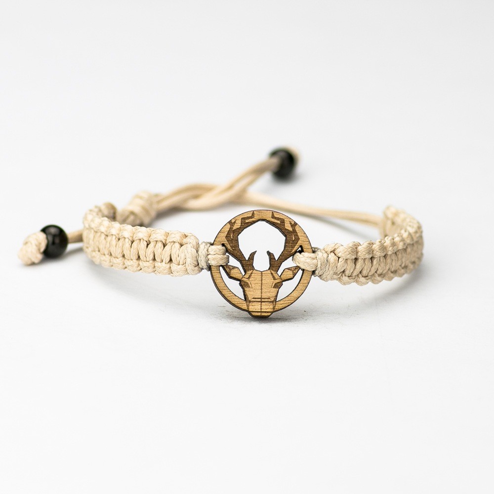 Wooden Bracelet Deer Geometric Anigre Cotton