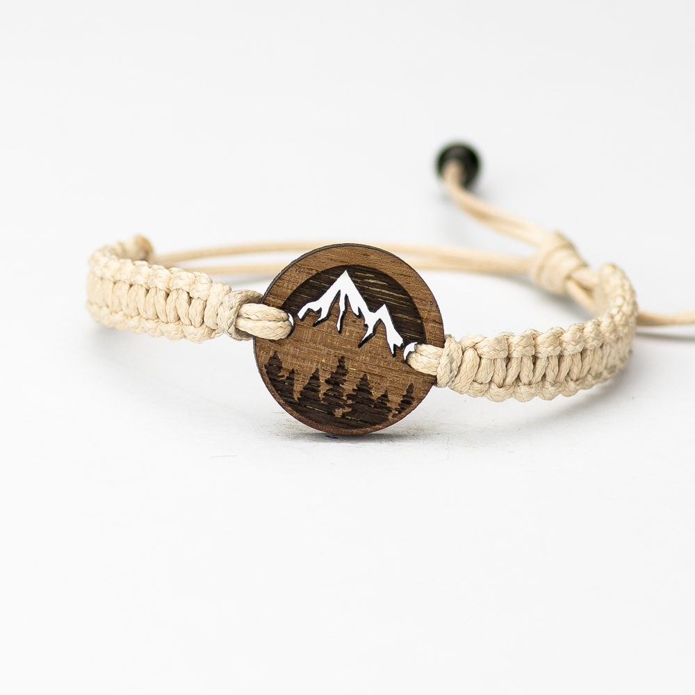 Wooden Bracelet Mountains Merbau Cotton