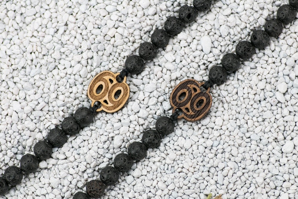 Wooden Bracelet Zodiac Sign - Cancer - Anigre Stone