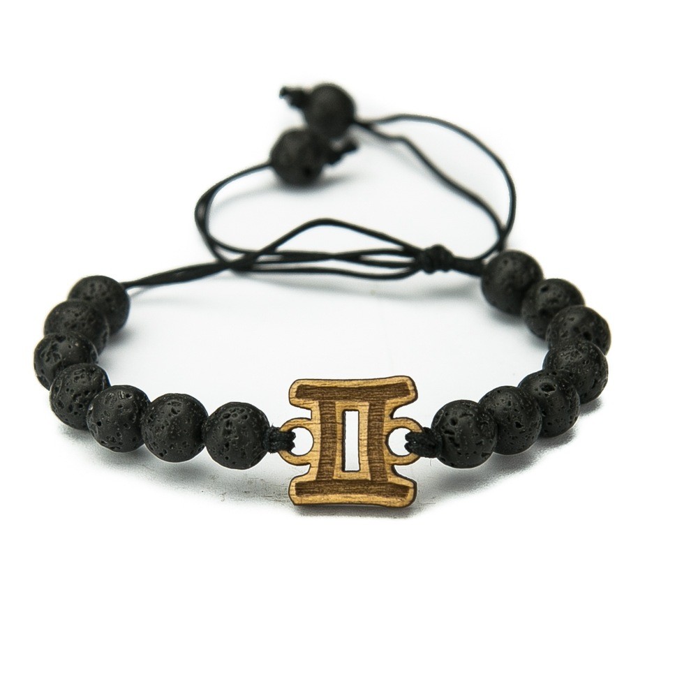 Wooden Bracelet Zodiac Sign - Gemini - Anigre Stone