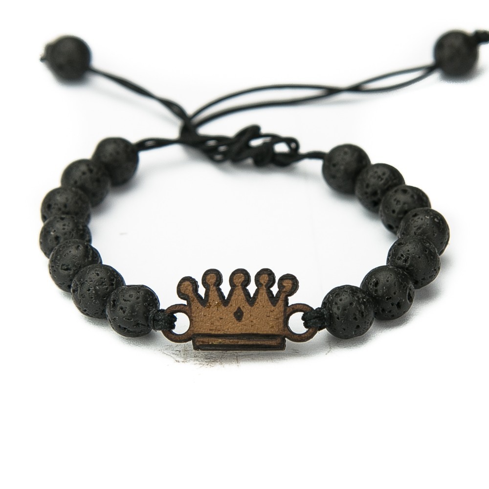 Wooden Bracelet Crown Merbau Stone