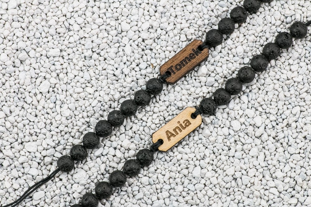 Wooden Bracelet Your Name Anigre Stone (Custom)