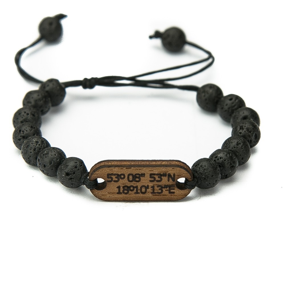 Wooden Bracelet Coordinates Merbau Stone (Custom)