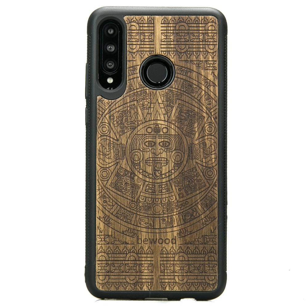 Drewniane Etui Huawei P30 Lite KALENDARZ AZTECKI LIMBA