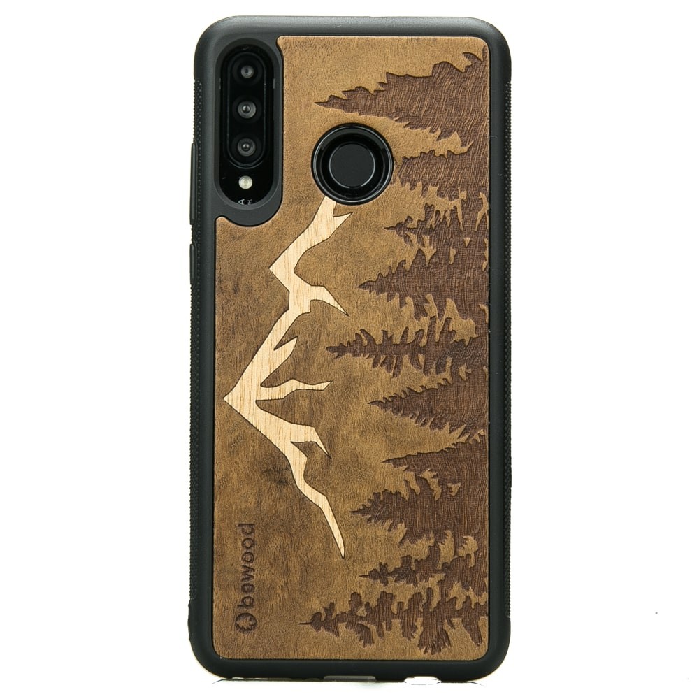 Huawei P30 Lite Mountains Imbuia Wood Case