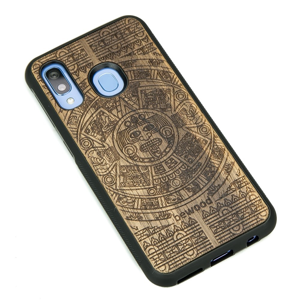 Samsung Galaxy A40 Aztec Calendar Frake Wood Case