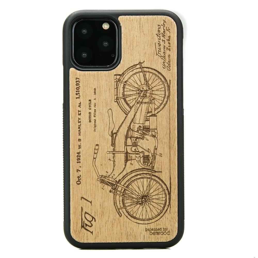 Drewniane Etui na iPhone 11 PRO HARLEY PATENT ANIEGRE