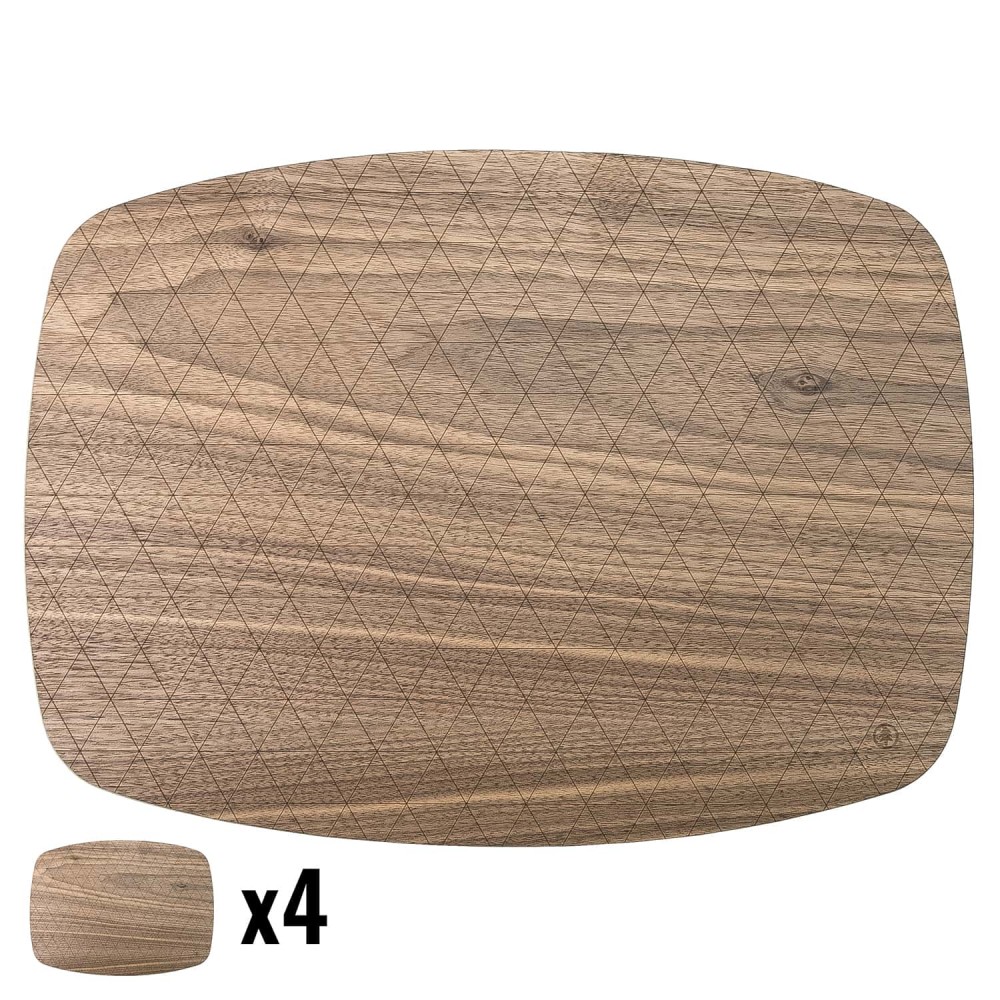 Wooden Table Placemats - Walnut - Big - 4pcs