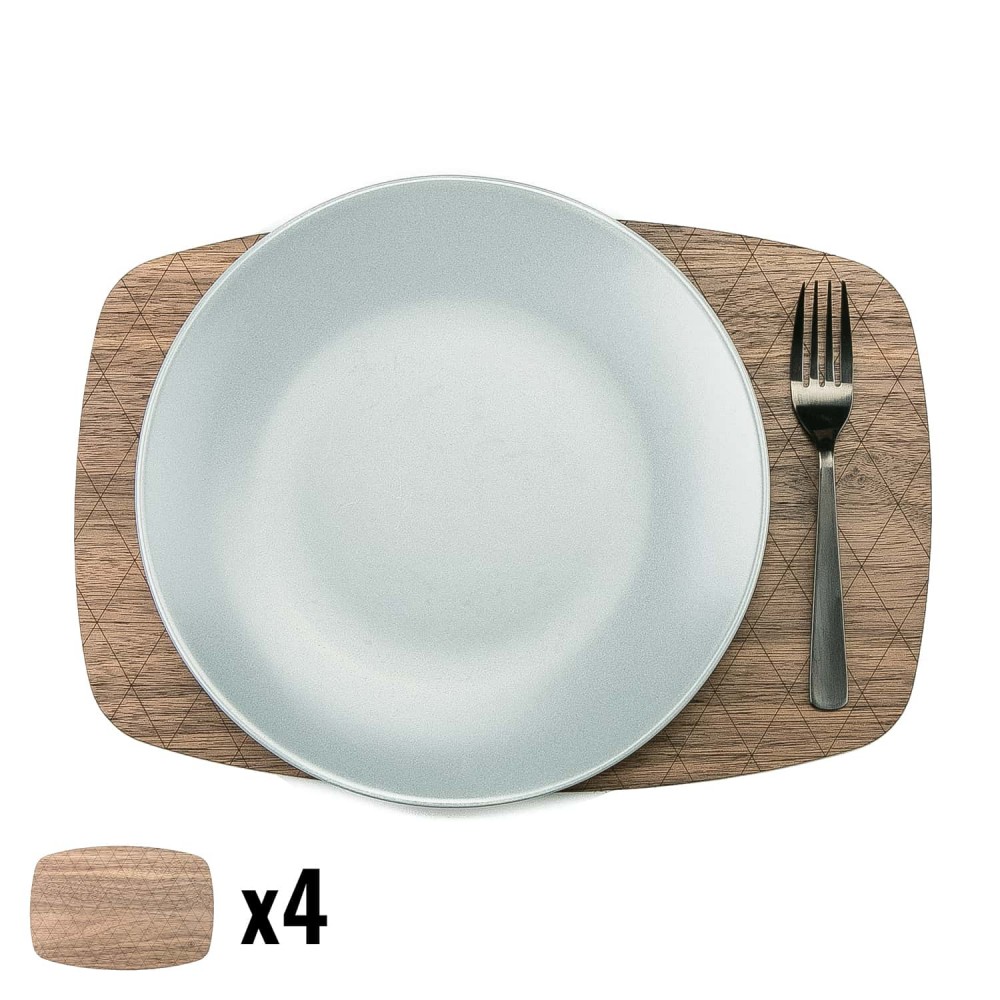 Wooden Table Placemats - Walnut - Medium - 4pcs