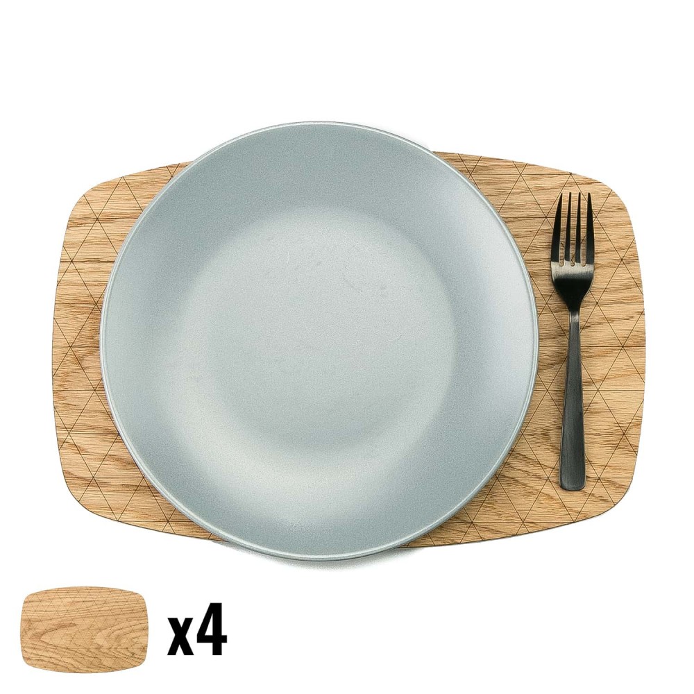 Wooden Table Placemats - Oak - Medium - 4pcs