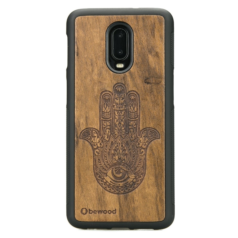 One Plus 6T Hamsa Imbuia Wood Case