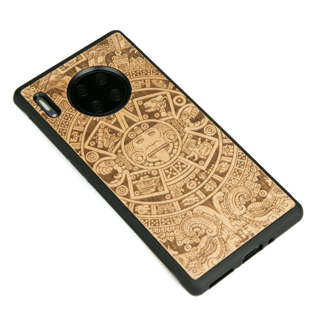 Huawei Mate 30 Pro Aztec Calendar Anigre Wood Case