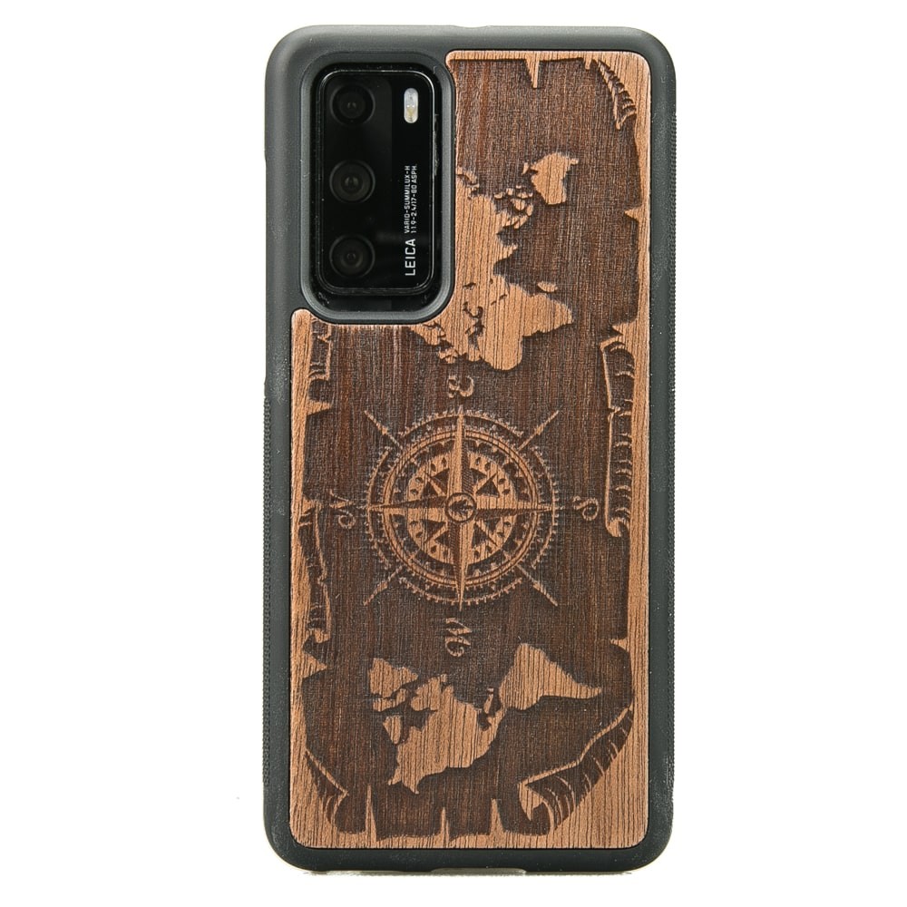 Huawei P40 Compass Merbau Wood Case