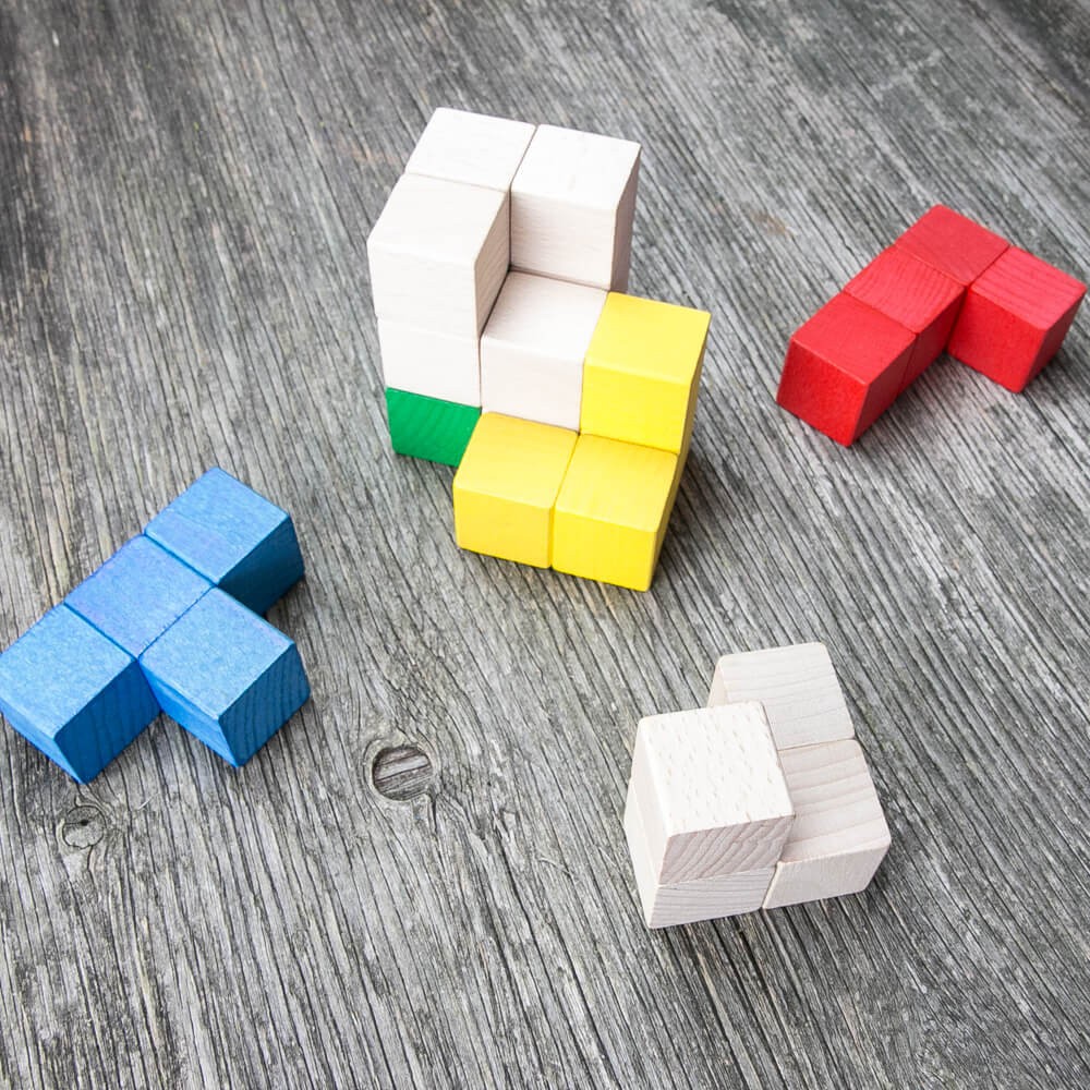 Bewood Wooden Blocks - Colored Logical Cube