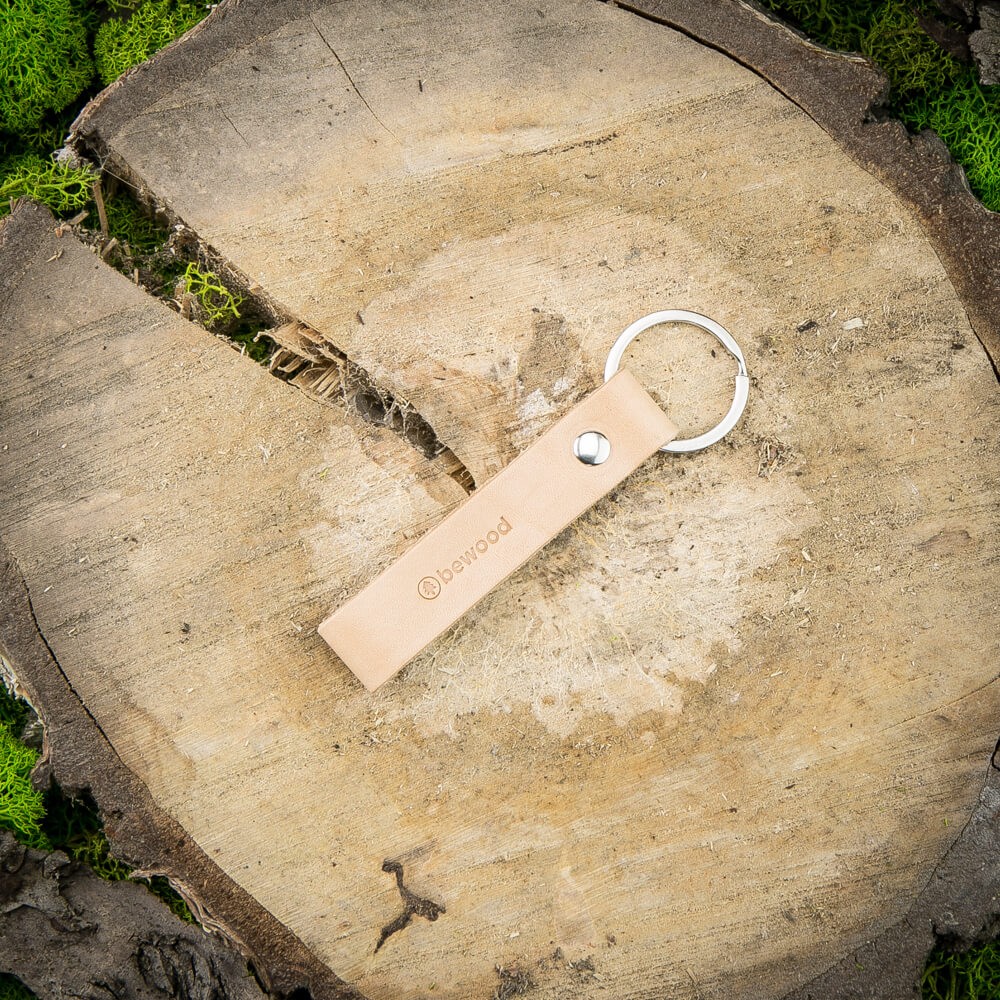 Leather Keychain - Basic - Genuine Leather - Natural