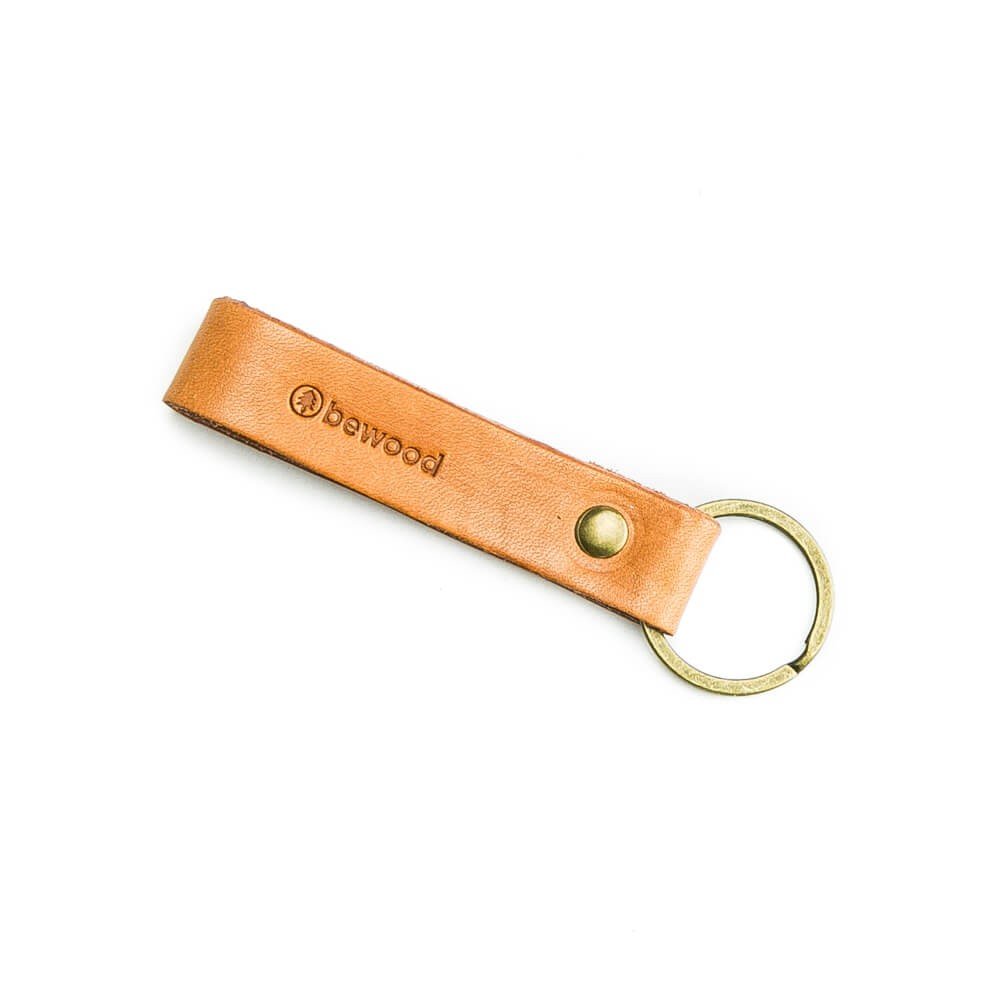 Leather Keychain - Basic - Genuine Leather - Cognac