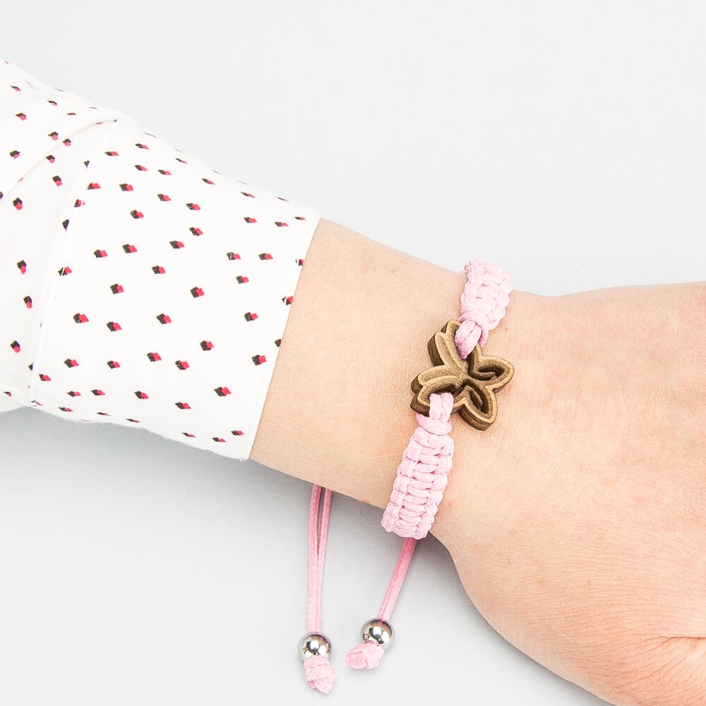 Wooden Bracelet Lady Butterfly Anigre Cotton